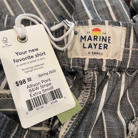 NWT Marine Layer Allison Pant XS Gray Black White Stripe Pull On Ankle Stretch - Picture 3 of 10
